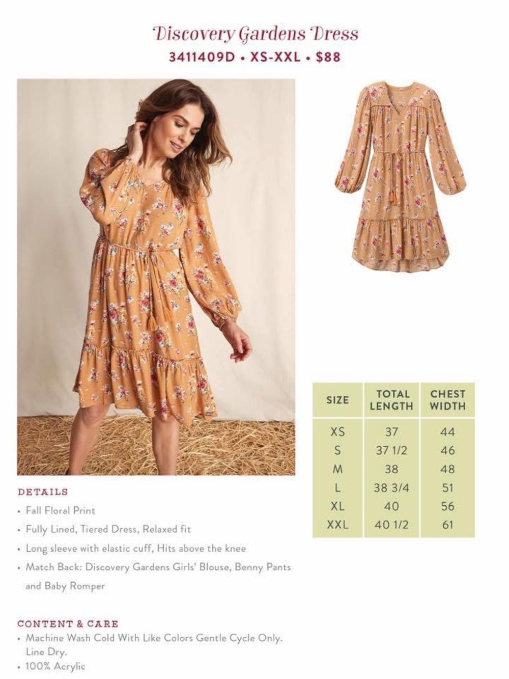 Matilda Jane Discovery Gardens Dress - Mustard Floral Tiered Dress